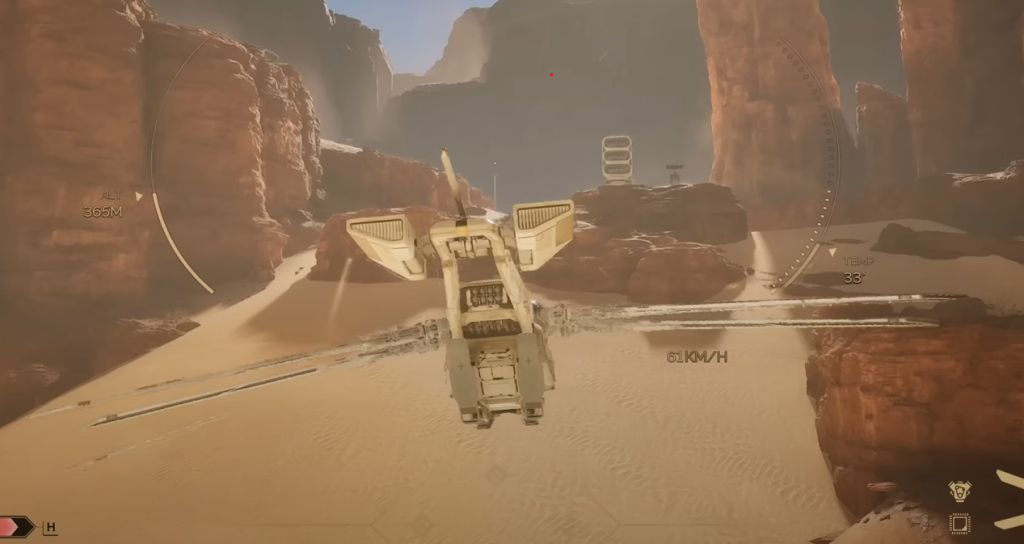 A Scout Ornithopter flying in Dune Awakening