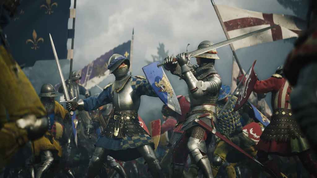 Medieval knights of England and France engaging in close quarters battle in Chronicles: Medieval. 