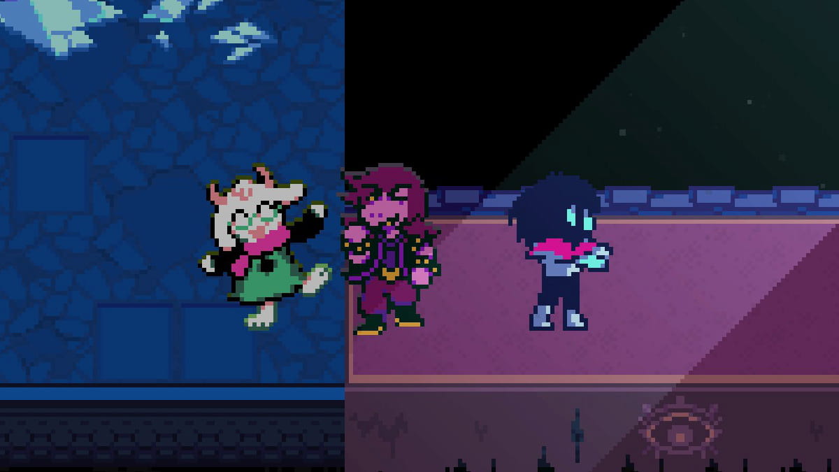 Deltarune characters in Chapter 4's Dark Sanctuary