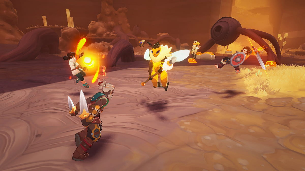 Faerver character fighting a bee