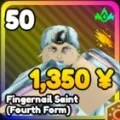 Fingernail Saint (Fourth Form) unit from Anime Rangers X Roblox experience.