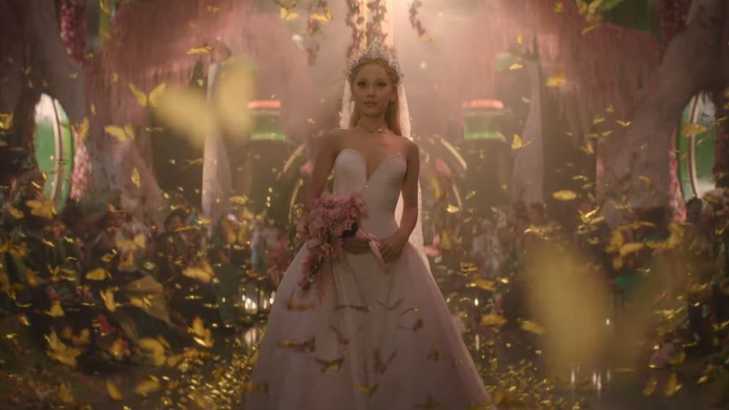 Glinda in a wedding dress in wicked for good