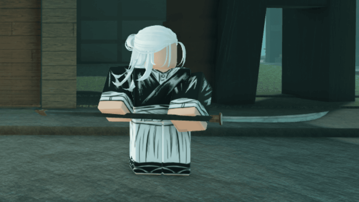 A player wearing the Traditional robe from the heian roblox experience
