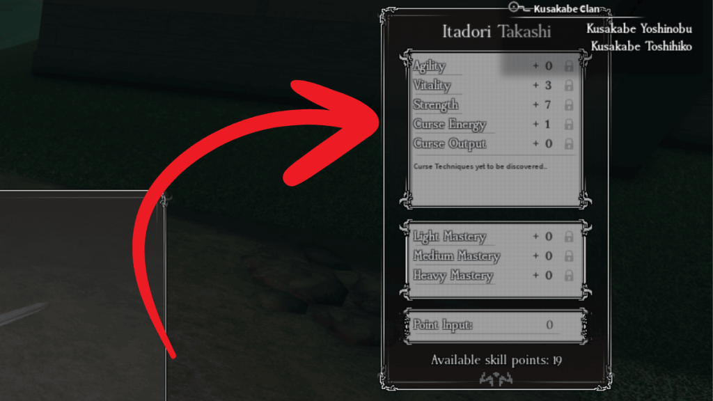 The Skill Point Tree in the Heian roblox experience