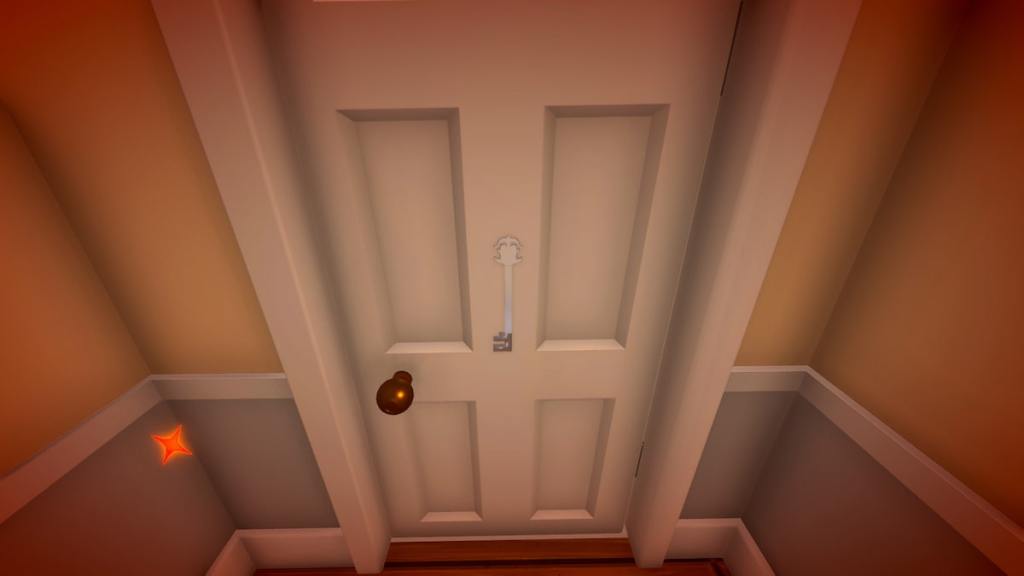 Holding a silver key up by a locked door in date everything!