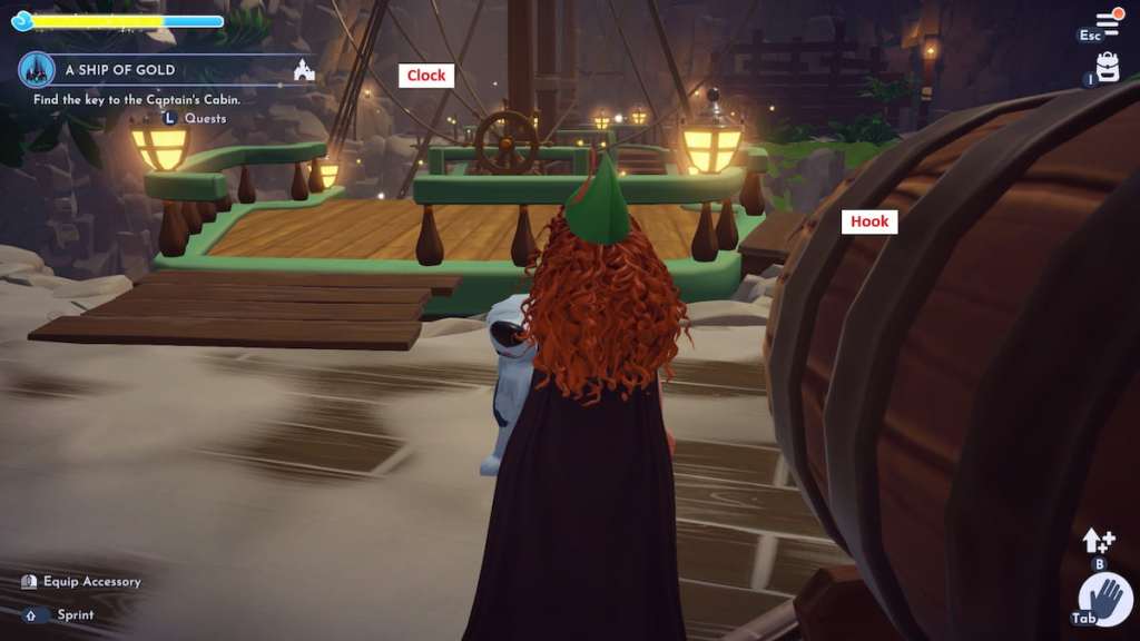 Clock and hook barrels in Disney Dreamlight Valley