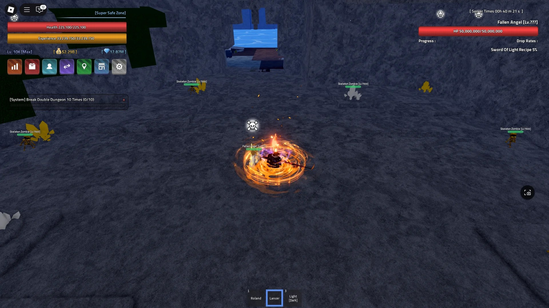 A player using the Drilling Artifact to quickly mine Blessing Stones in the Verse Piece Roblox experience.