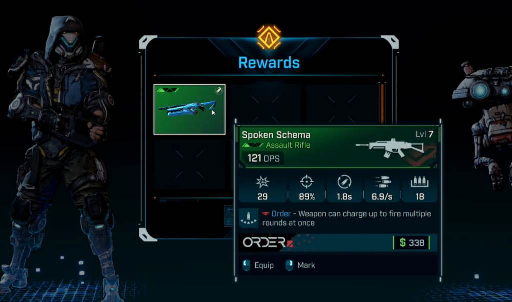 Borderlands 4 menu screen showing a new weapon