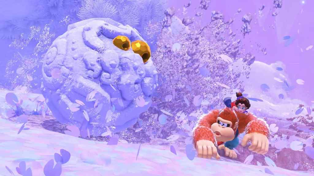 Donkey Kong Bananza snowball level