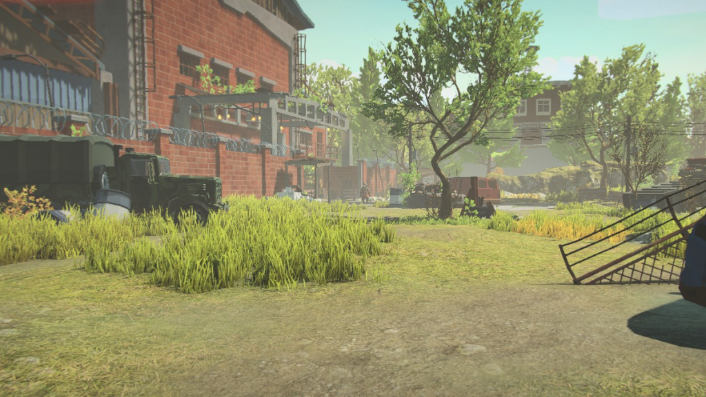 A mimic watching the player from a distance in an abandoned field in Mimesis. 