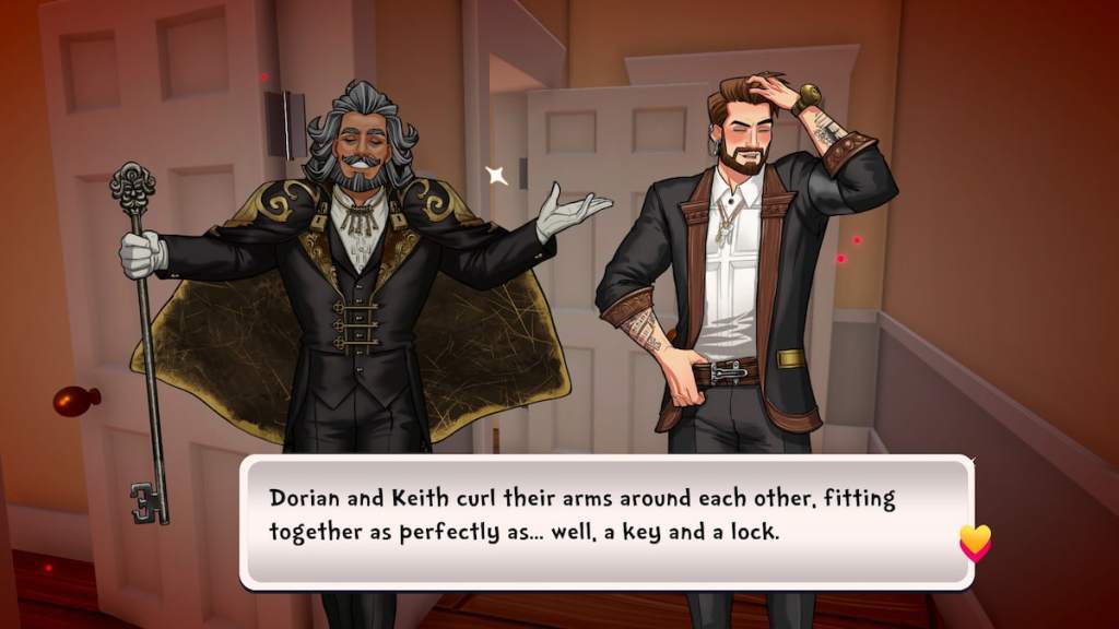 Keith and Dorian reuniting and smiling happily with their eyes closed in Date Everything!