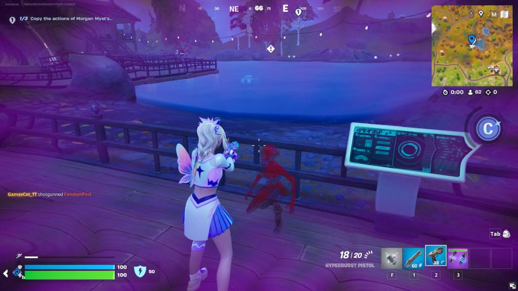 Looking at a red shadowy figure of Morgan Myst in Fortnite