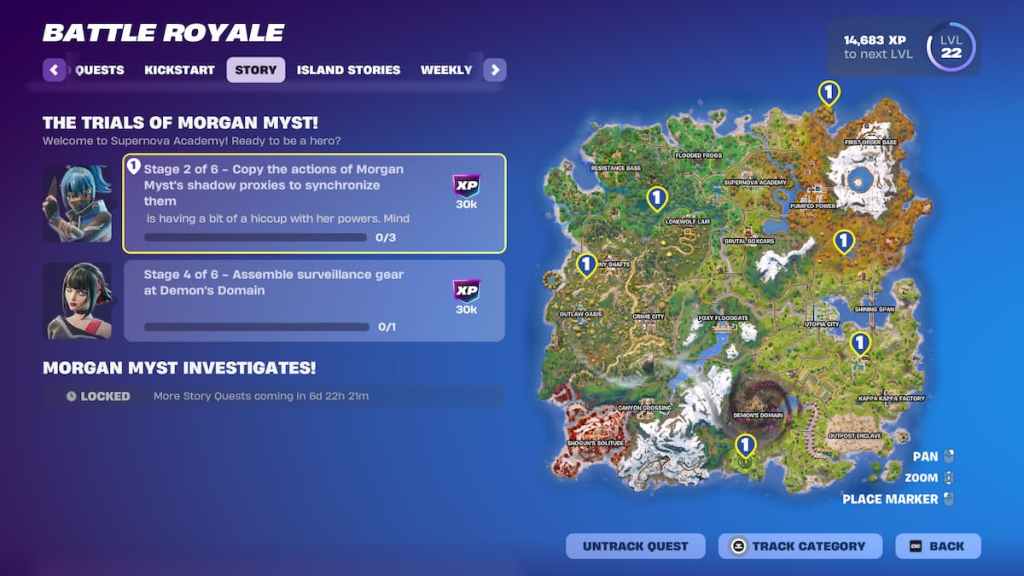 Morgan Myst shadow proxy locations in Fortnite