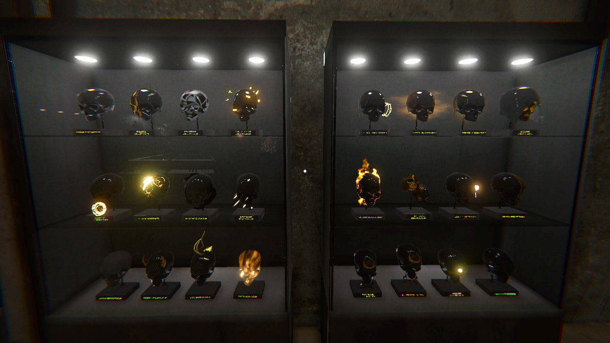 Two cabinets filled with skull ghost trophies in Phasmophobia Chronicle update