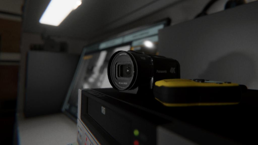 A camera sitting in front of the truck screen in Phasmophobia