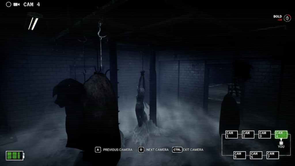 A CCTV camera view of a slaughterhouse in Dead by Daylight. 