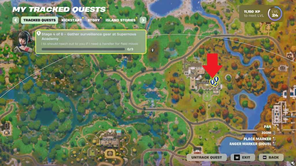 surveillance gear locations marked on a map in fortnite