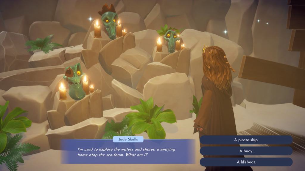 Talking to three jade skulls in disney dreamlight valley