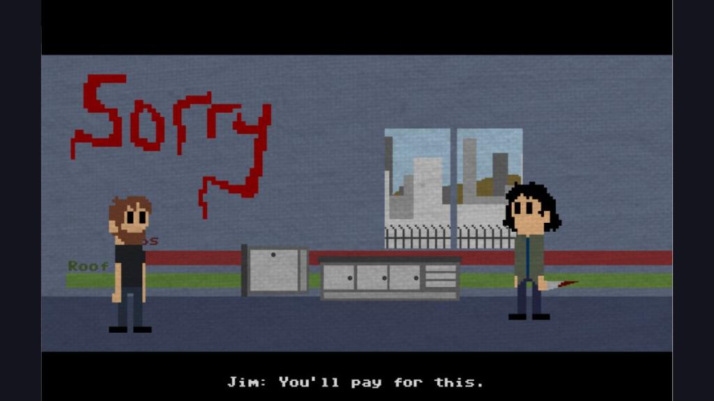 Knife-wielding Jim coming at John in One Chance