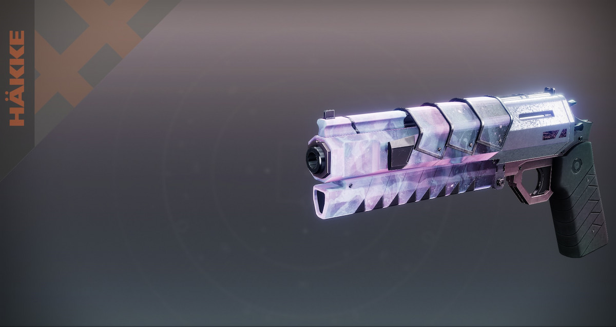 The Phoneutria Fera hand cannon, inspired by the Season of the Haunted armor set. It has a unique, galactic glow.