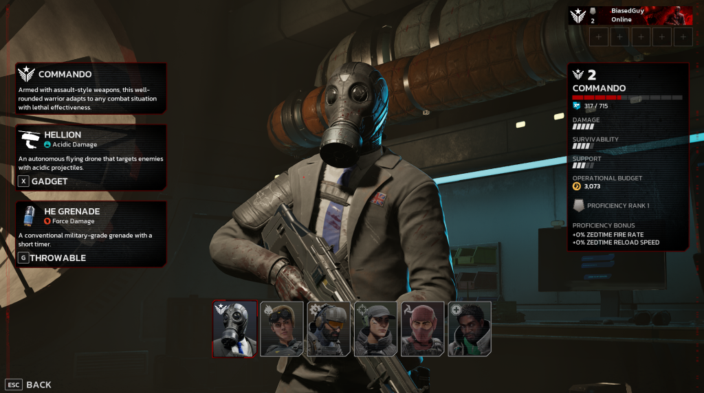 The Perk selection screen in Killing Floor 3