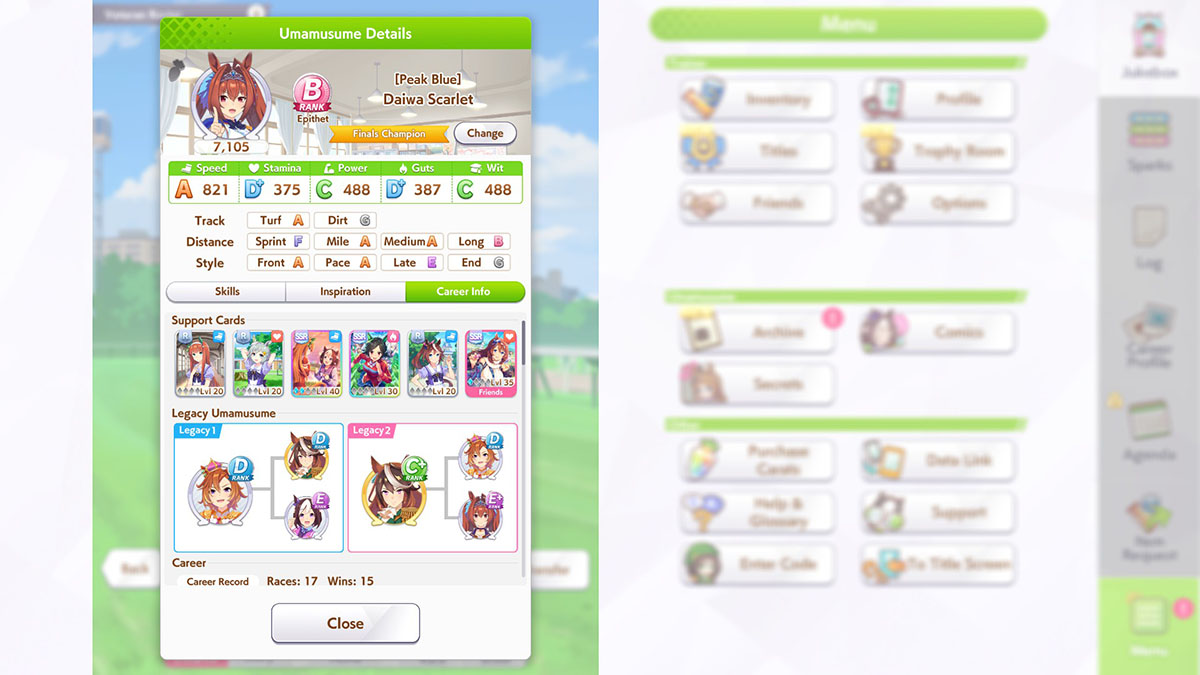 The best cards for Daiwa Scarlet in Umamusume Pretty Derby.