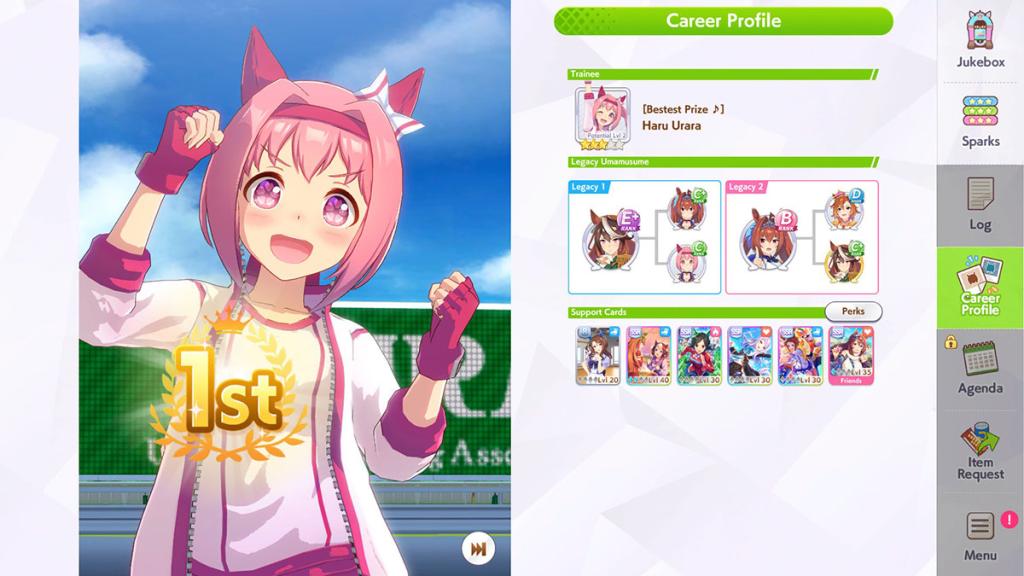 Haru Urara wins a race in Umamusume Pretty Derby.