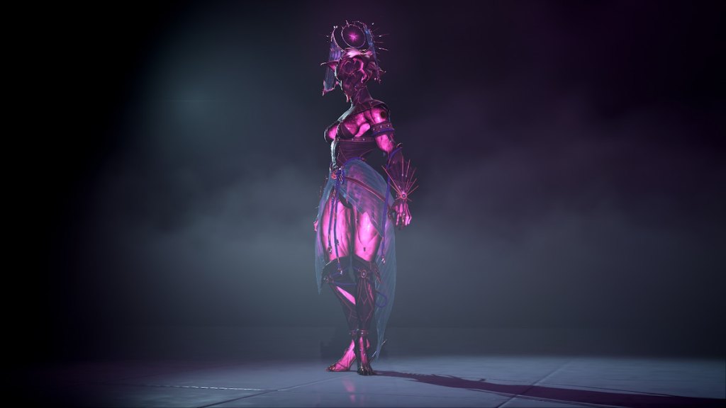 Valkyr shows off her Heirloom in Warframe.
