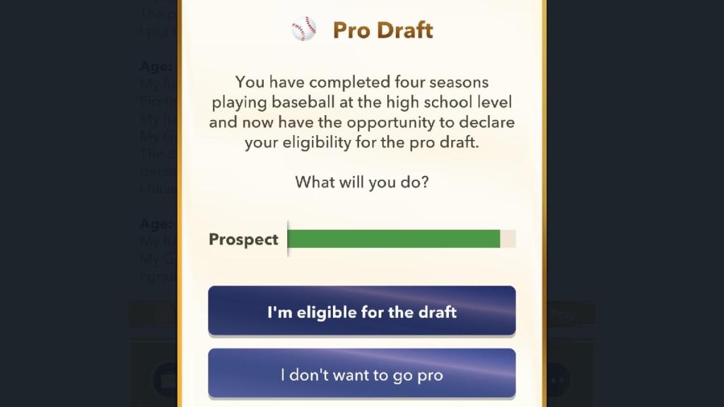 becoming a pro baseball player in BitLife