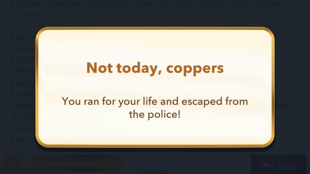 Running away from cops in BitLife