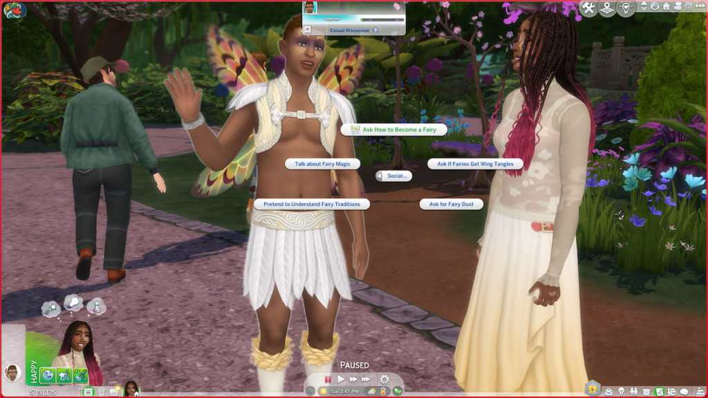 The ask how to become a fairy option marked while talkin to a fairy in the sims 4