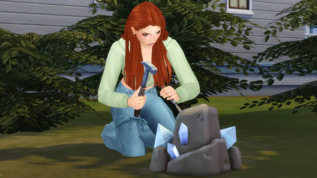 Digging a rock in the Sims 4