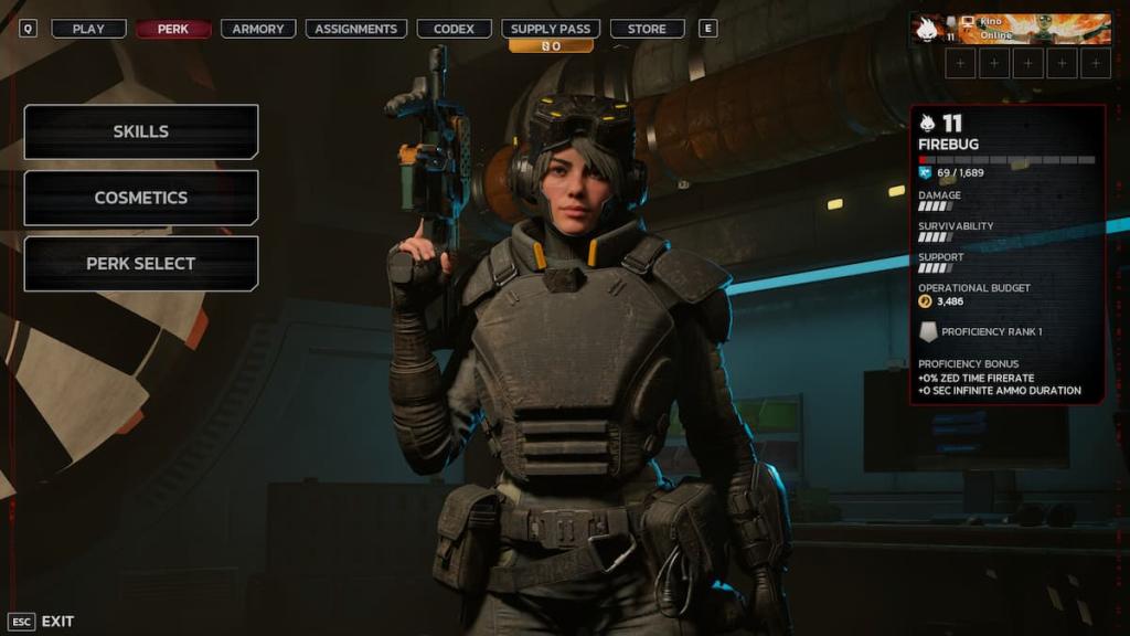Firebug standing with her weapon raised in Killing Floor 3. 