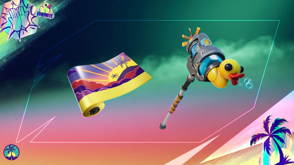 Summer rubber duck pickaxe and sunset wrap in fortnite