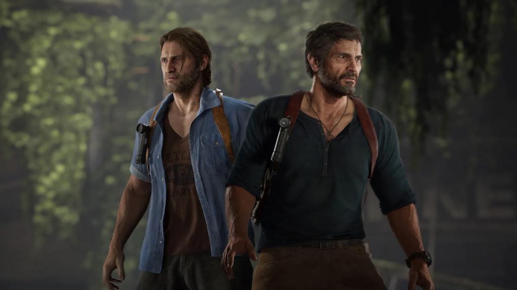 Tommy and Joel in Sam and Nathan Drake costumes in TLOU2 No Return