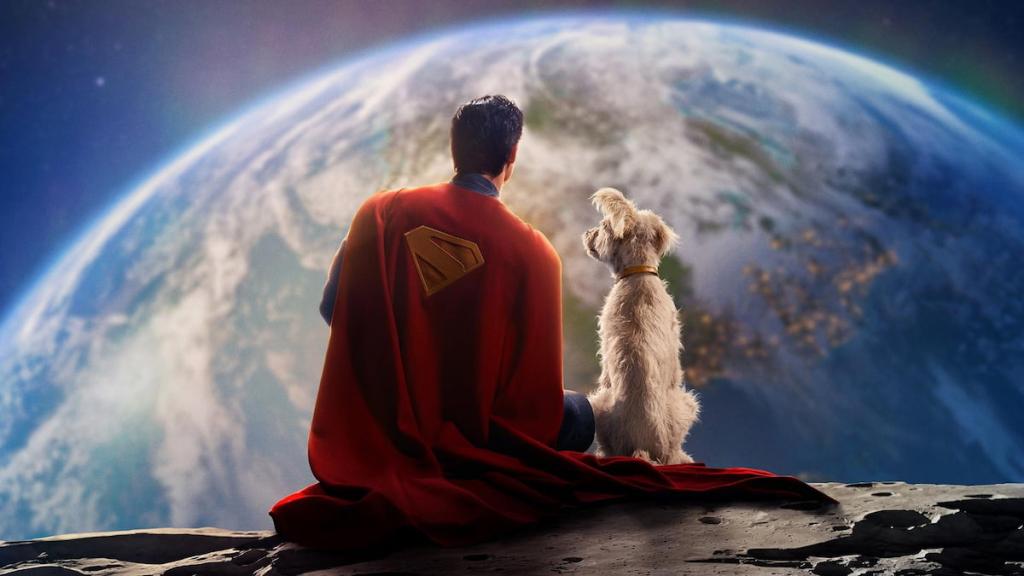Superman and Krypto looking down at earth from space