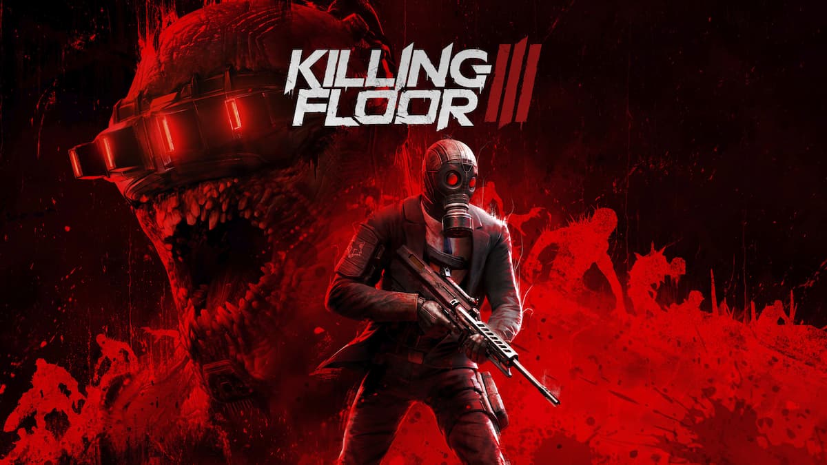 A man in a mask and suit carrying a gun with a zombie behind him and text saying "Killing Floor 3" above him.