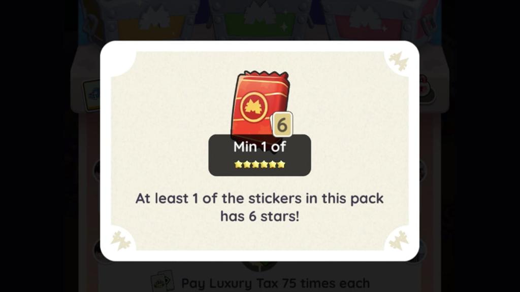 Monopoly GO six star sticker pack from community chest