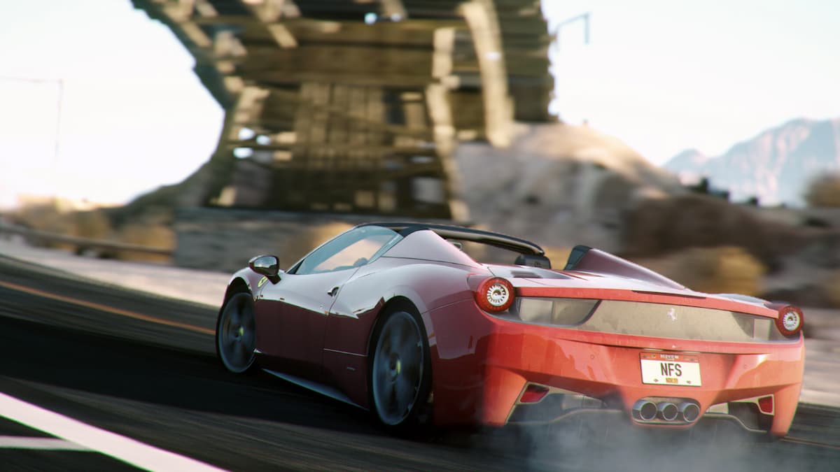A car drifting under a bridge in Need for Speed: Rivals.