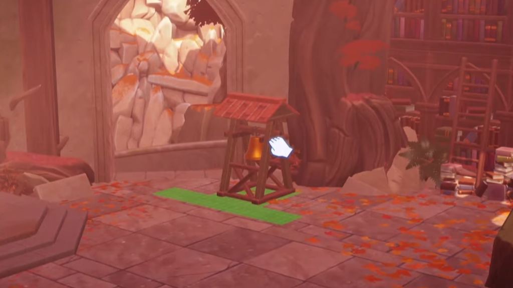 Placing a bell beacon down in the library in disney dreamlight valley