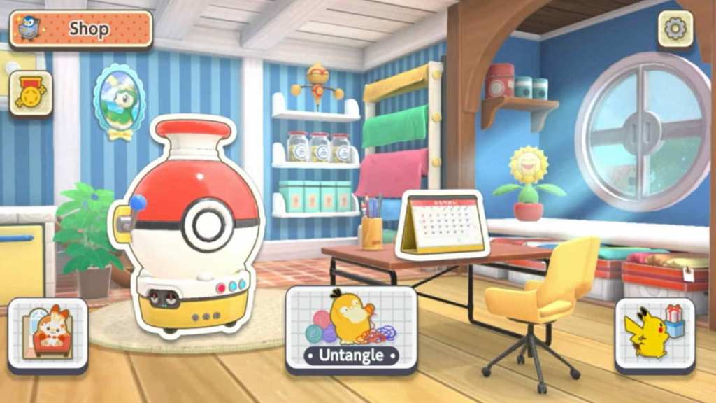 Pokeball yarn machine in pokemon friends