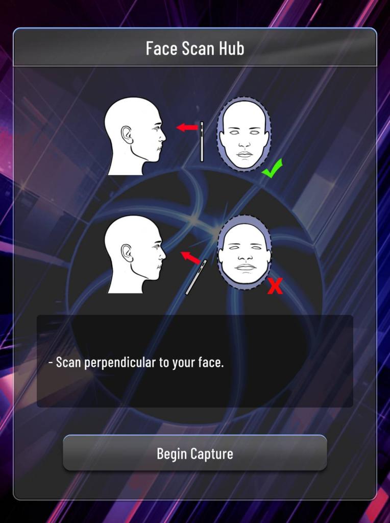Face scan option in the MyNBA 2K companion app