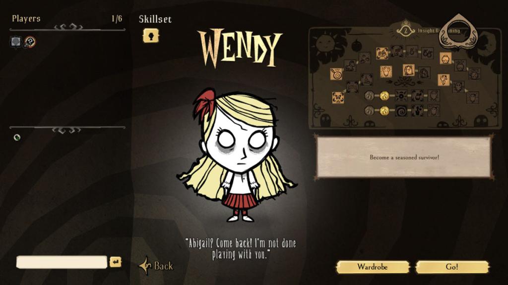 Wendy's Skill Tree, as seen in Don't Starve Together.