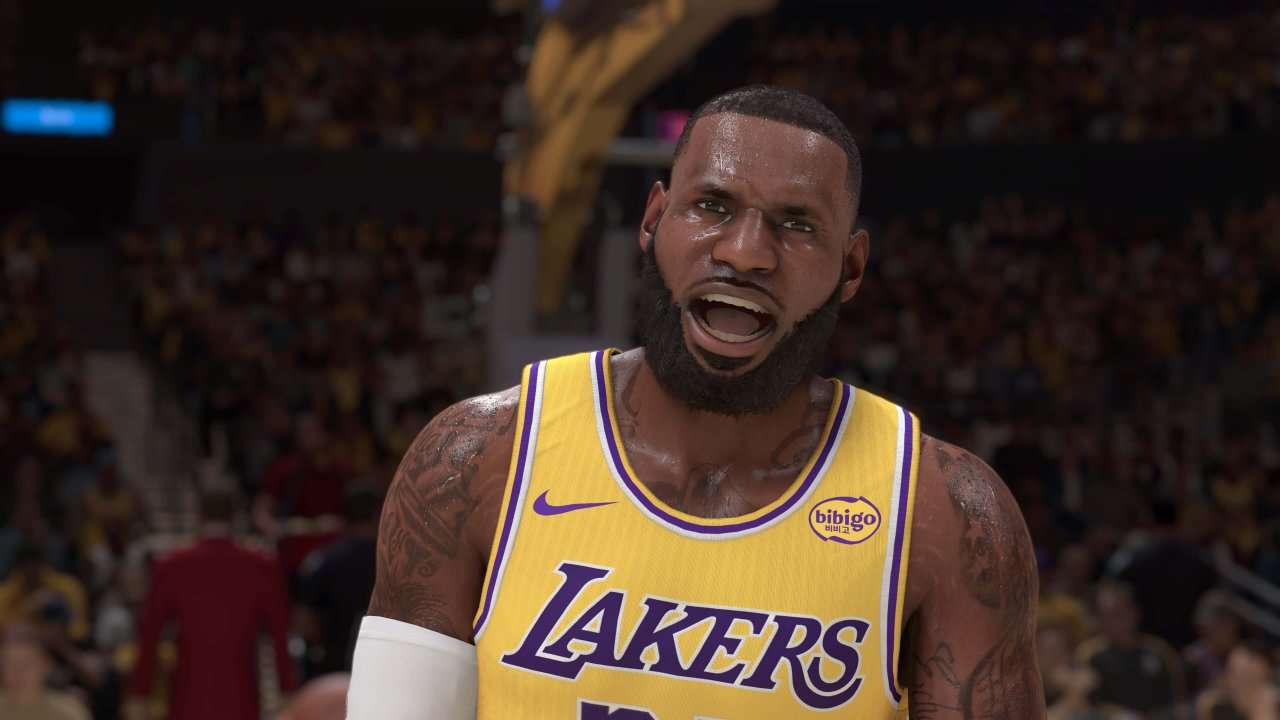 LeBron James shouting in excitement in NBA 2K26