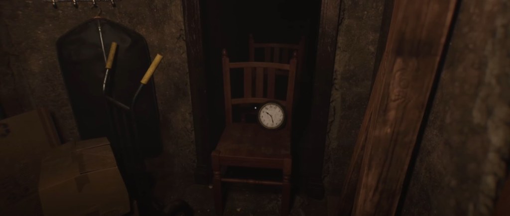 Clock on wooden chair