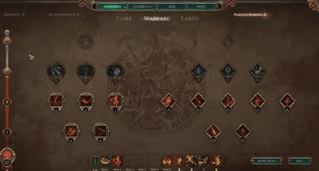 Titan Quest 2's skill tree showcasing one of the sepcialized Mastery