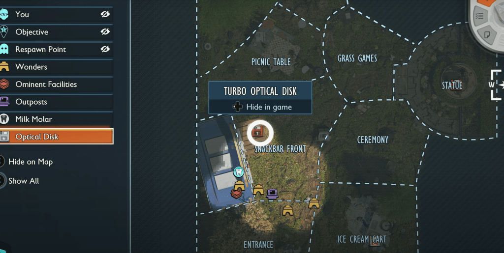 Turbo Optical Disk location in Grounded 2