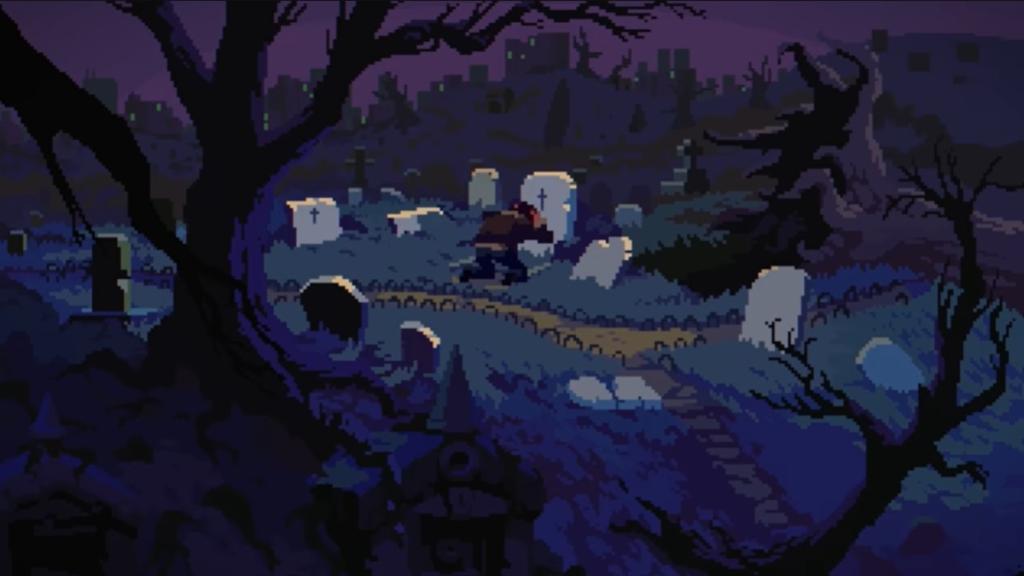 Carter holding Alec's headstone