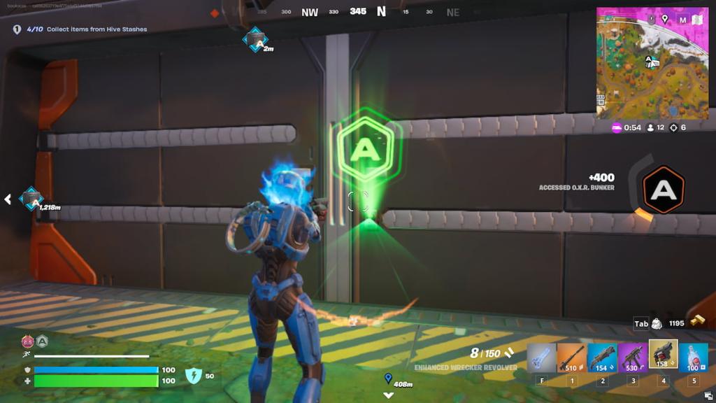 A blue spartan about to enter a bunker in fortnite