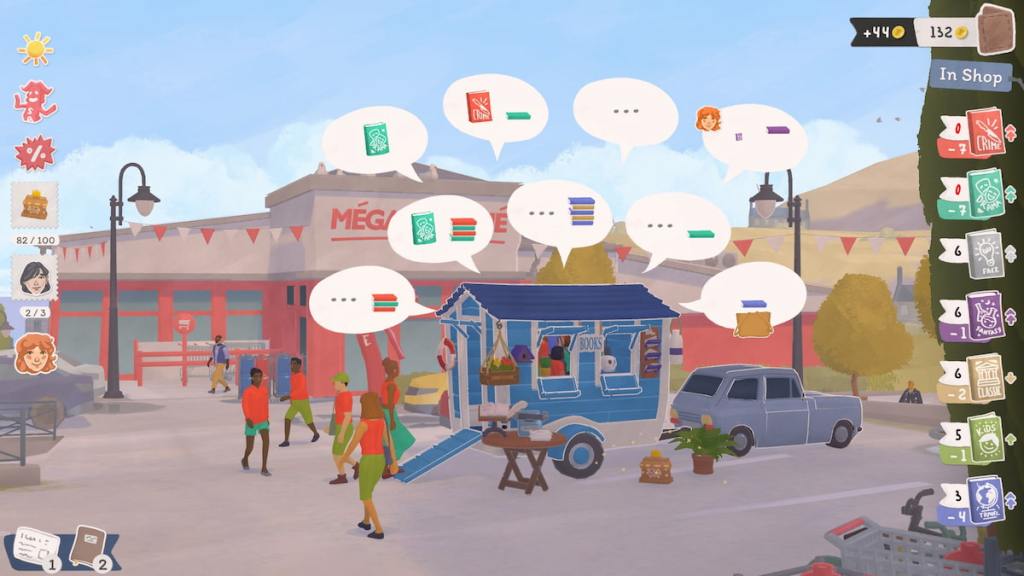 Lots of customers buying books in tiny bookshop